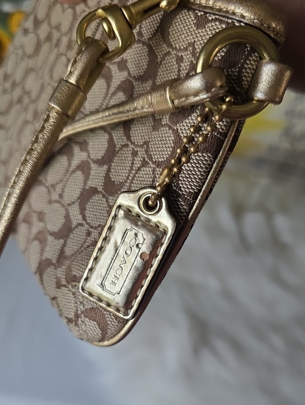 Coach Tattersall Signature Brown and Gold Wristlet With Hangtag In EUC - Picture 14 of 14
